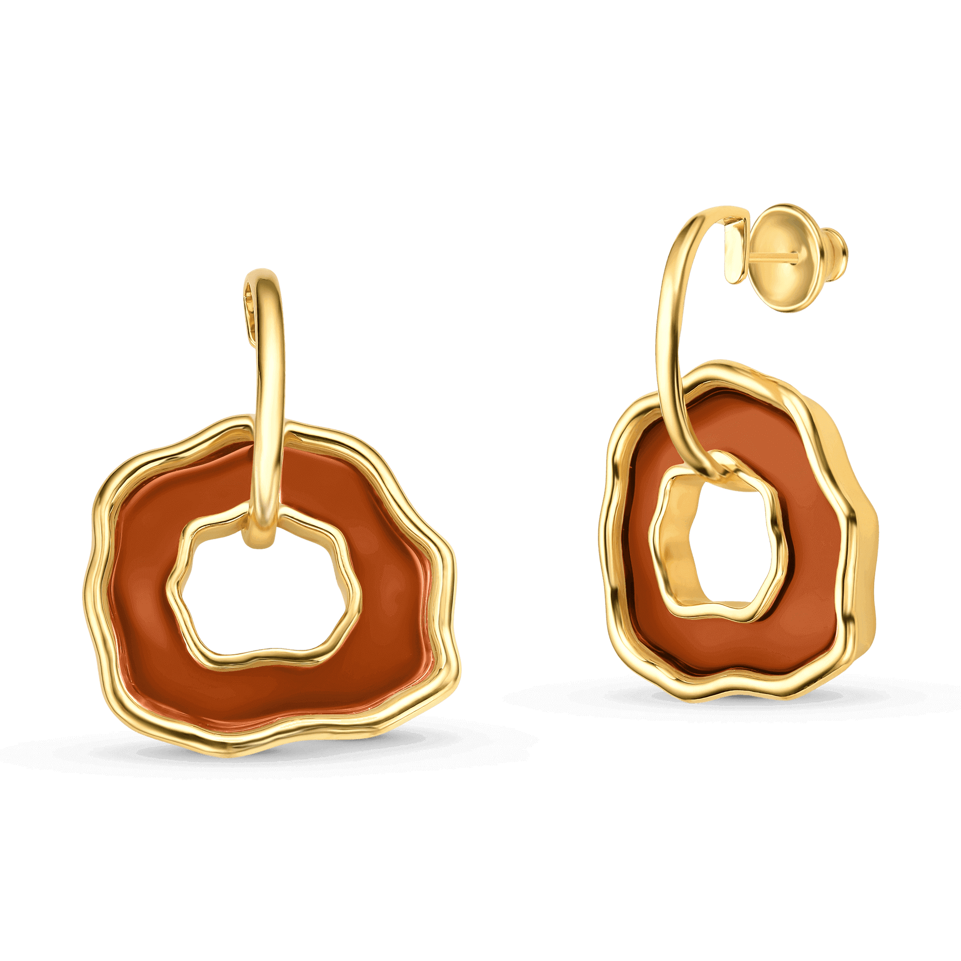 Brinco Xihe - Ágata Vermelha Semijoias de luxo e design exclusivo