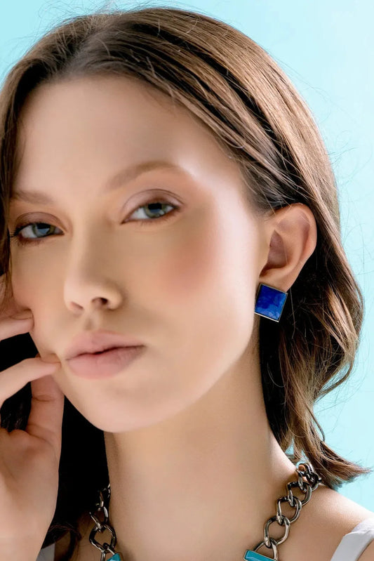 Brinco Lírio - Feldspato Azul Anil