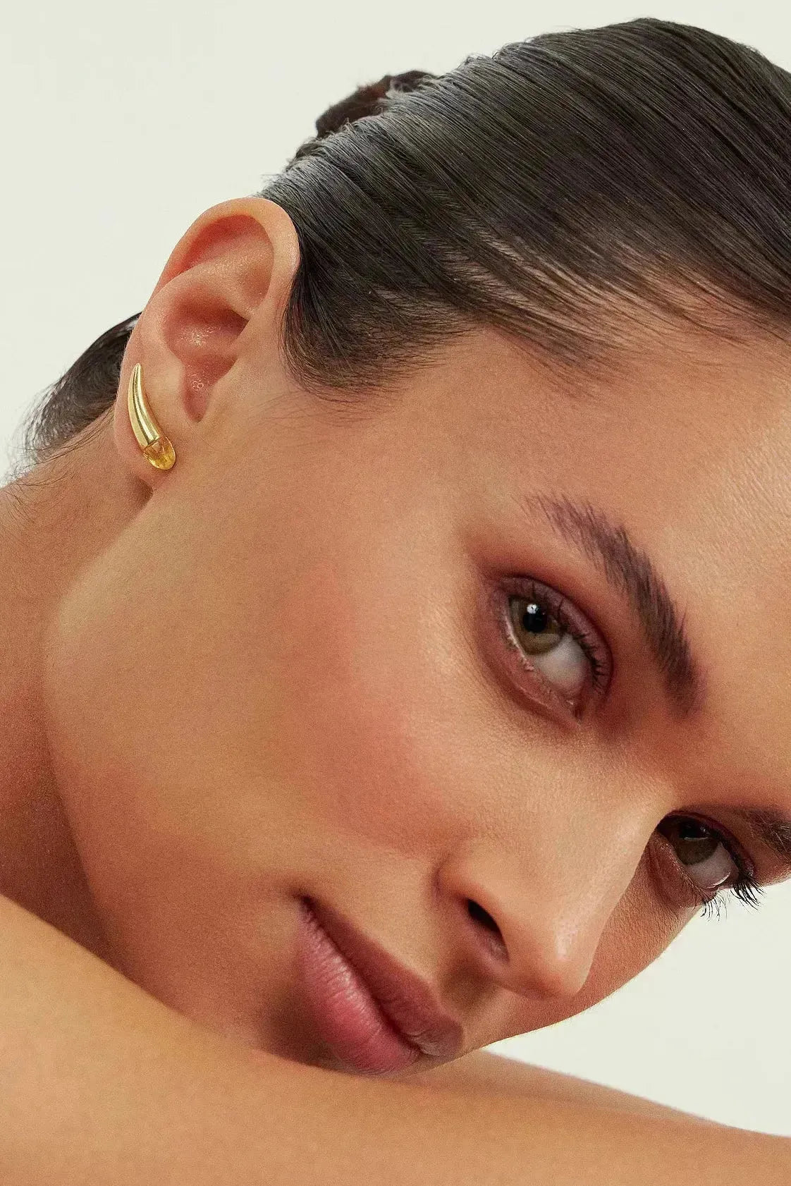 Brinco Momento com Citrino em Banho de Ouro 18K