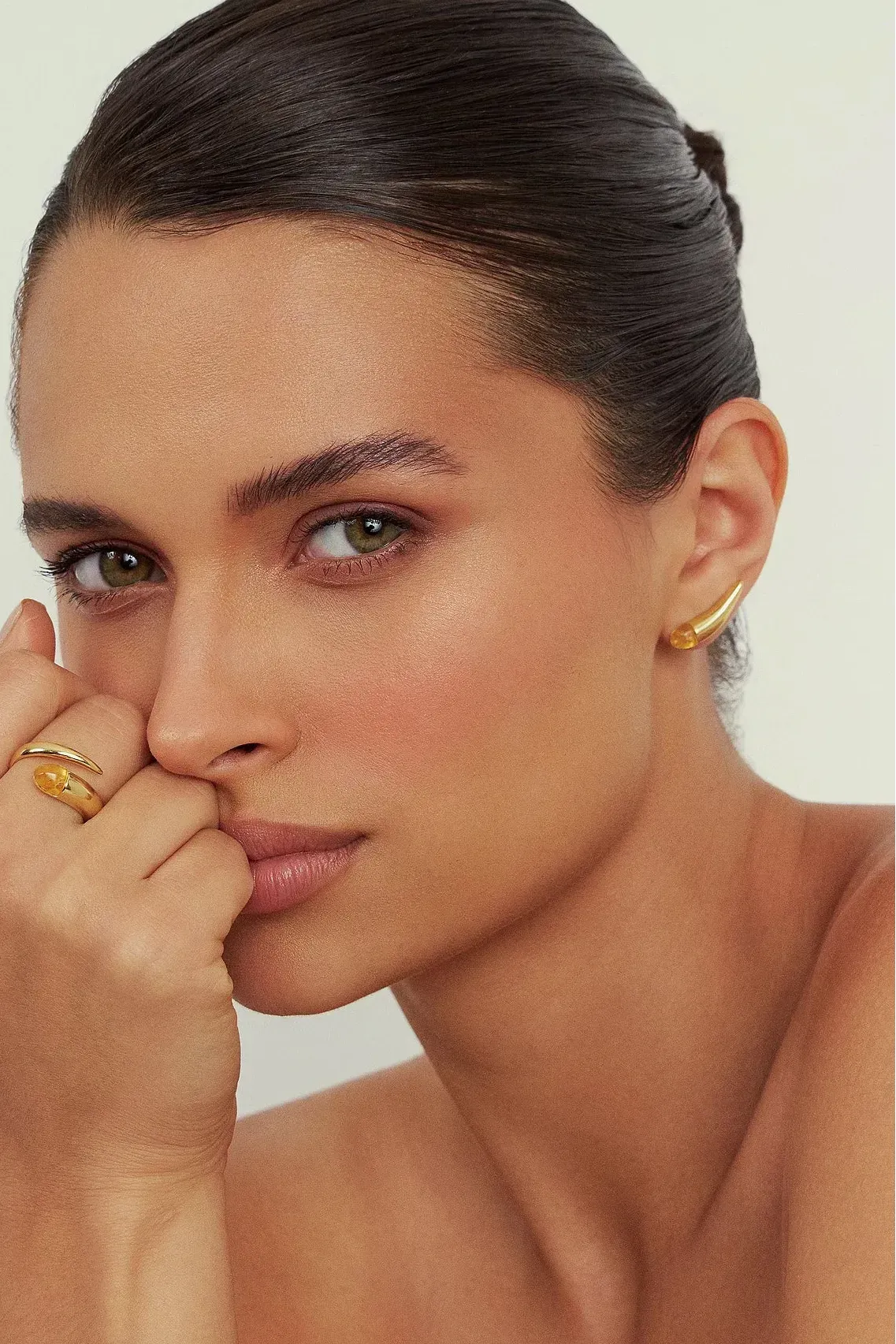 Brinco Momento com Citrino em Banho de Ouro 18K