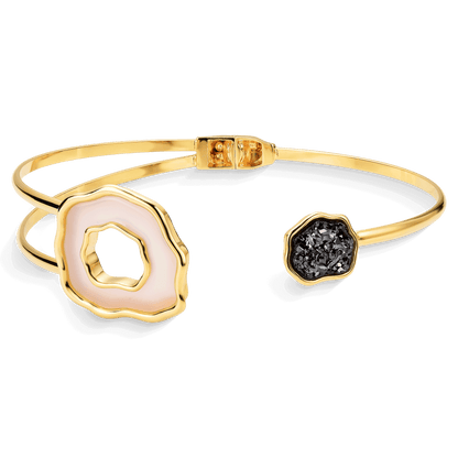 Choker Gaia - Ágata Branca e Drusa Negra Semijoias de luxo e design exclusivo