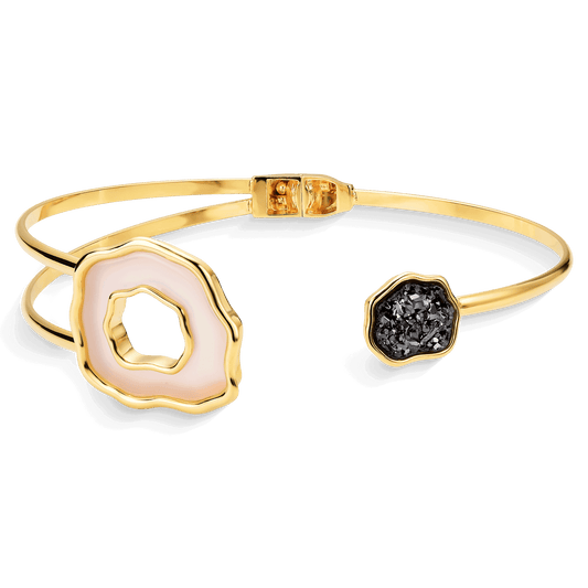 Choker Gaia - Ágata Branca e Drusa Negra Semijoias de luxo e design exclusivo