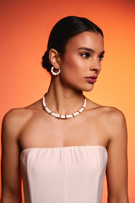 Choker Macramê - Esmaltação Branca Semijoias de luxo e design exclusivo