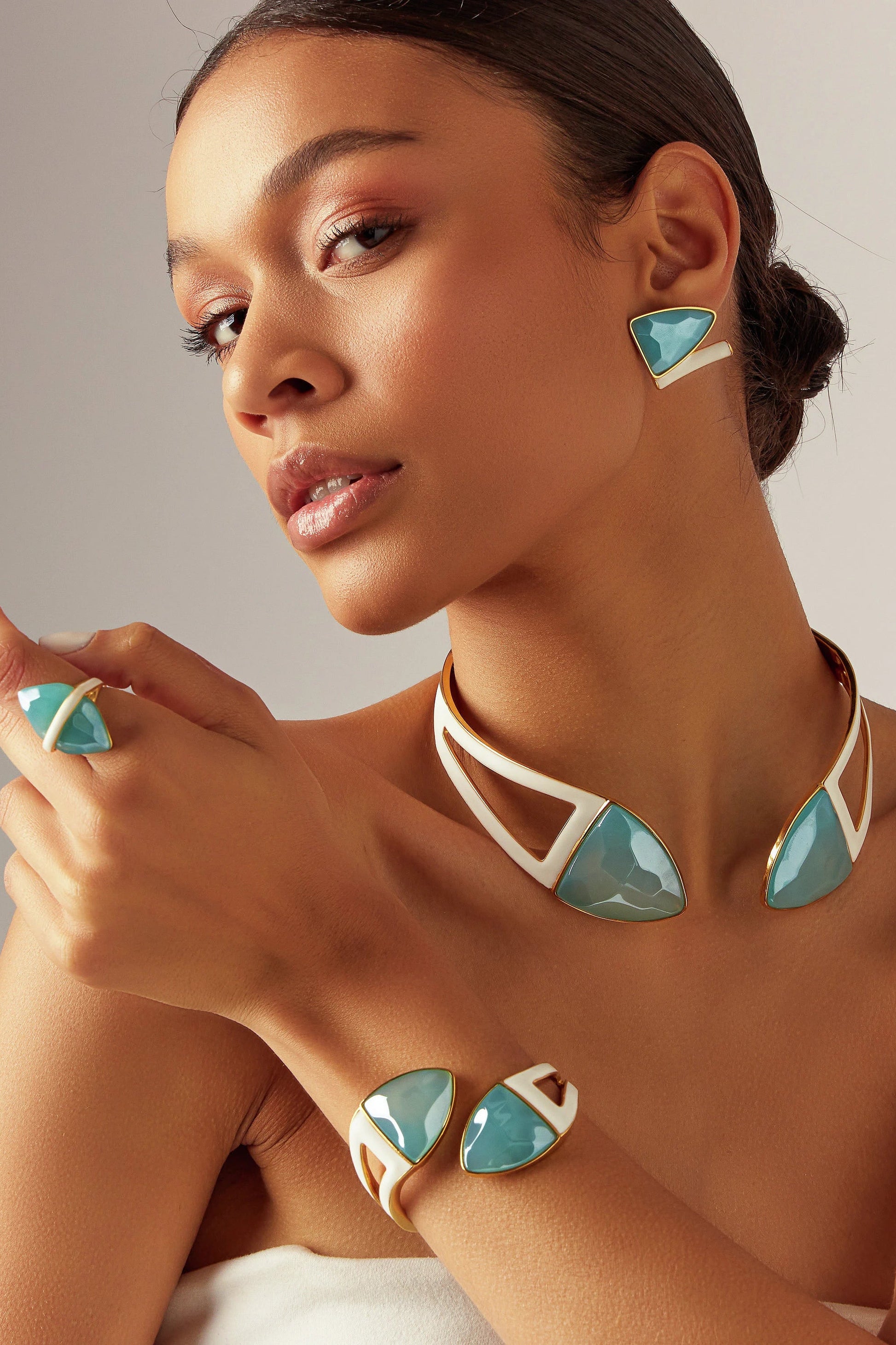 Choker Makeda - Ágata Azul Céu