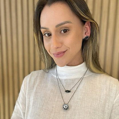 Colar Aura - Obsidiana Negra Ródio Semijoias de luxo e design exclusivo