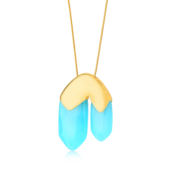 Colar Élémentaire com Ágata Azul Céu | Colar feminino minimalista Aimer Joias