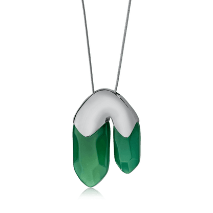 Colar Élémentaire com a Ágata Verde em Banho de Ródio Negro - AIMER JOAIS