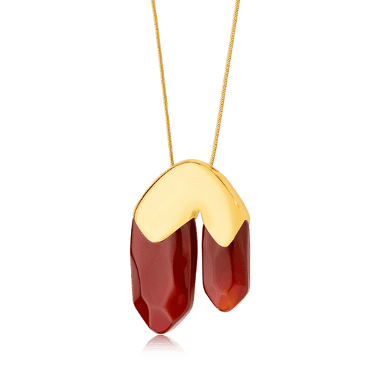 Colar Élémentaire com a Ágata Vermelha em Banho de Ouro 18K