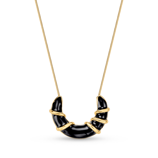 Colar Entrelaço - Esmaltação Preta Semijoias de luxo e design exclusivo