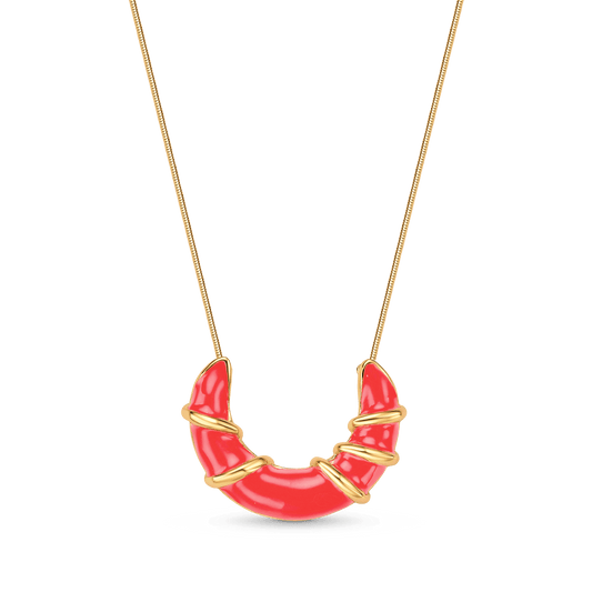 Colar Entrelaço - Esmaltação Vermelha Semijoias de luxo e design exclusivo