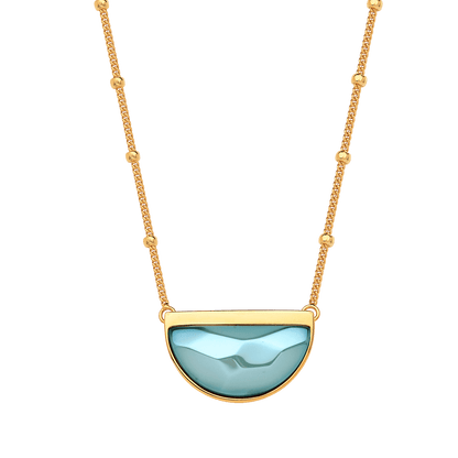 Colar Escudo - Ágata Azul Céu Semijoias de luxo e design exclusivo