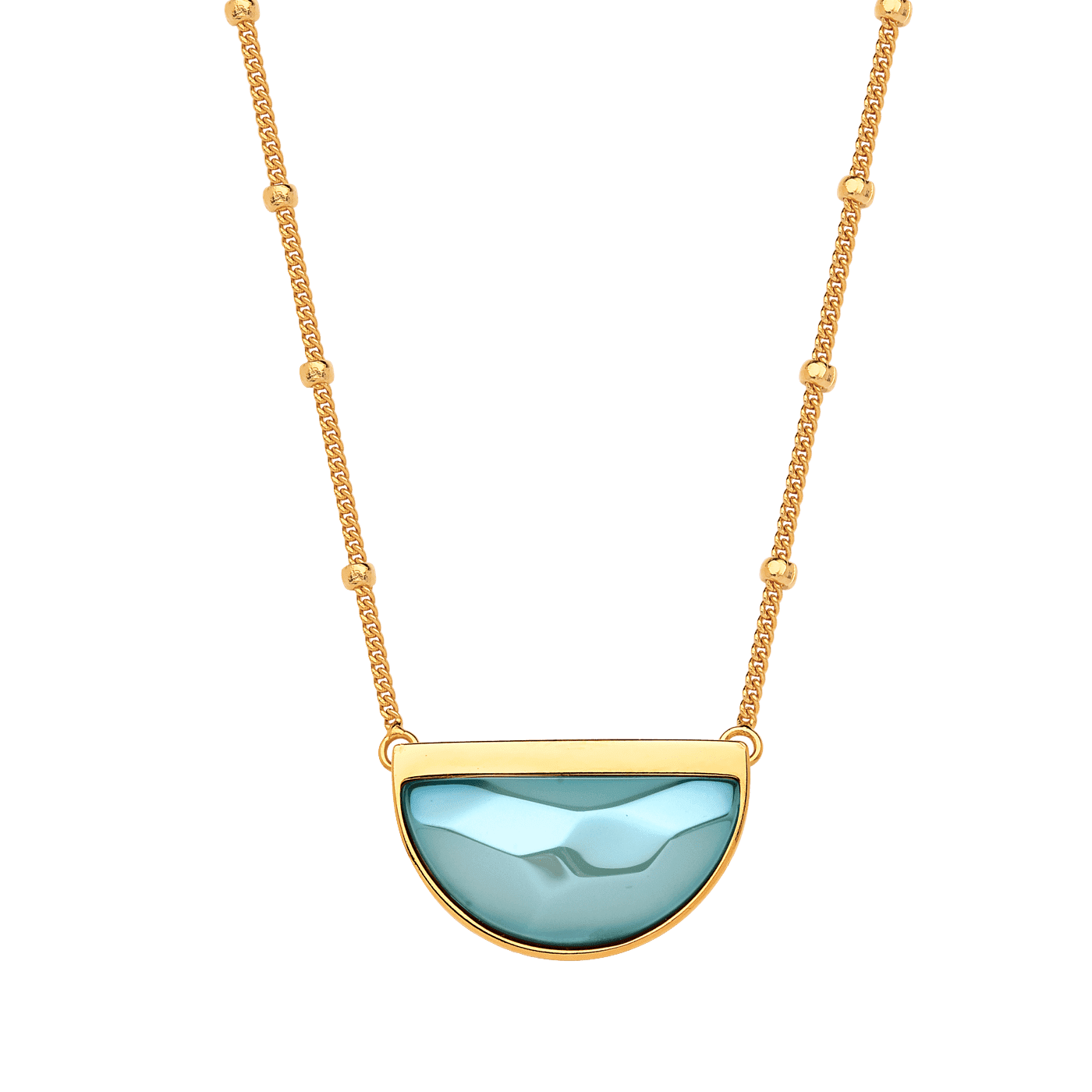 Colar Escudo - Ágata Azul Céu Semijoias de luxo e design exclusivo