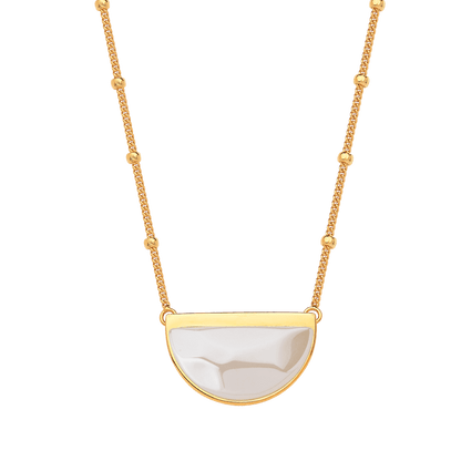 Colar Escudo - Ágata Branca Semijoias de luxo e design exclusivo