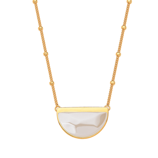 Colar Escudo - Ágata Branca Semijoias de luxo e design exclusivo