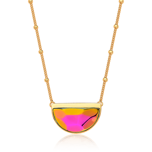 Colar Escudo - Cristal Multicolorido Semijoias de luxo e design exclusivo