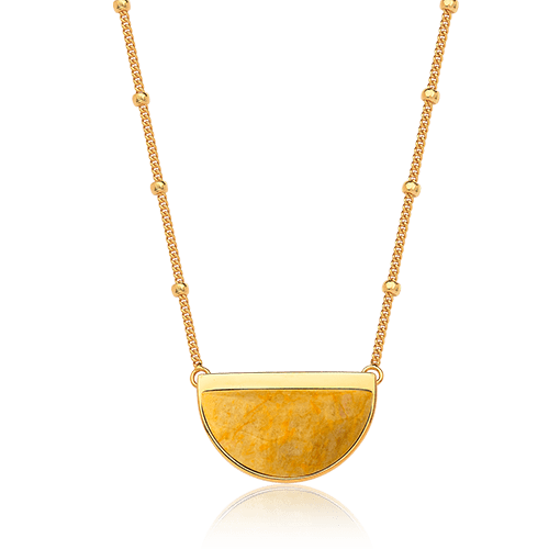 Colar Escudo - Feldspato Amarelo Semijoias de luxo e design exclusivo
