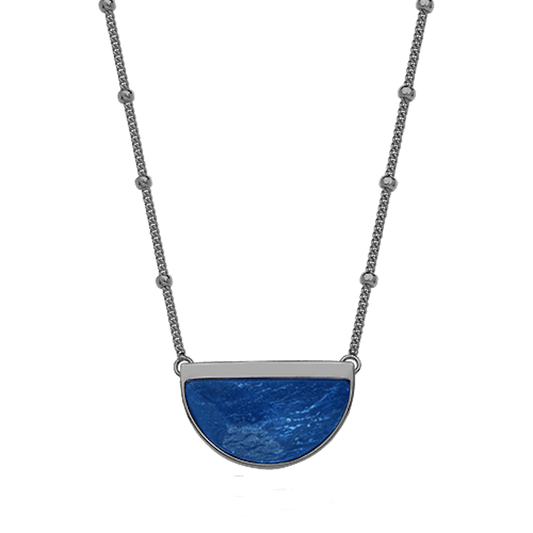 Colar Escudo - Feldspato Azul Anil Semijoias de luxo e design exclusivo