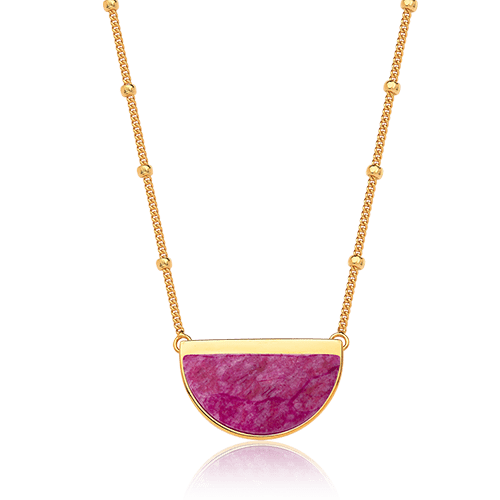 Colar Escudo - Feldspato Rosa Pink Semijoias de luxo e design exclusivo