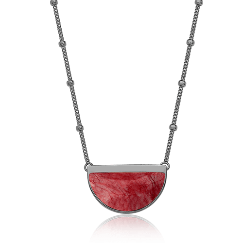 Colar Escudo - Feldspato Vermelho Semijoias de luxo e design exclusivo