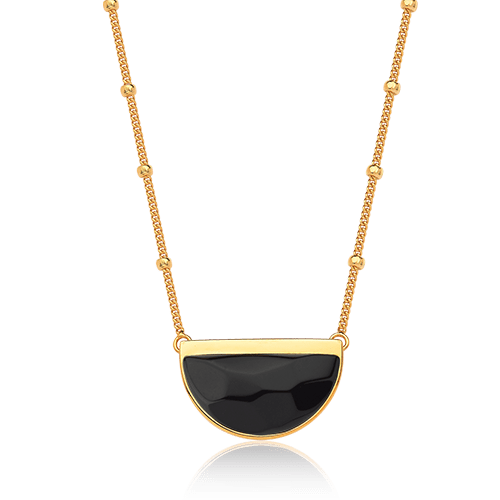 Colar Escudo - Obsidiana Negra Semijoias de luxo e design exclusivo