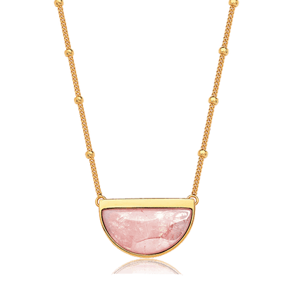 Colar Escudo - Quartzo Rosa Semijoias de luxo e design exclusivo