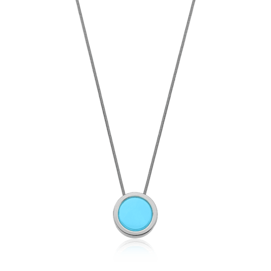 Colar Eterno - Ágata Azul Céu Semijoias de luxo e design exclusivo