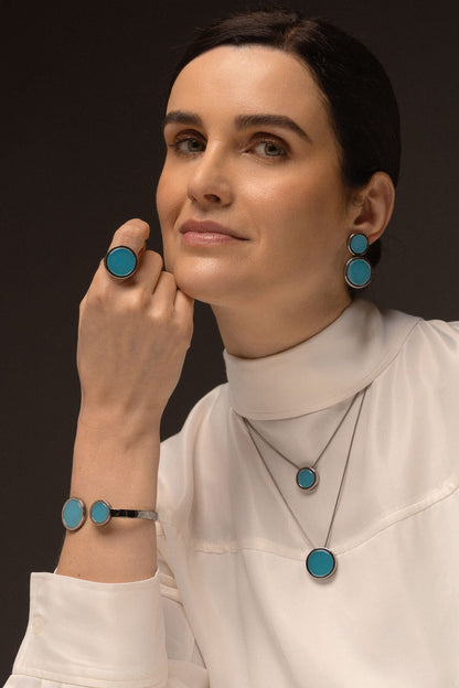 Colar Eterno - Ágata Azul Céu Semijoias de luxo e design exclusivo