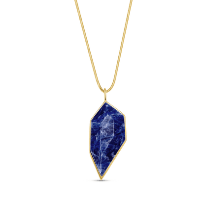 Colar Impulso - Colar com pingente de Sodalita Azul em formato geométrico, banhado em ouro 18k
