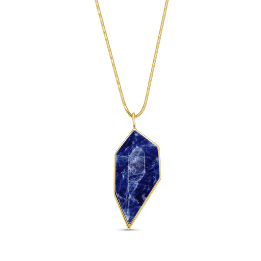 Colar Impulso - Colar com pingente de Sodalita Azul em formato geométrico, banhado em ouro 18k