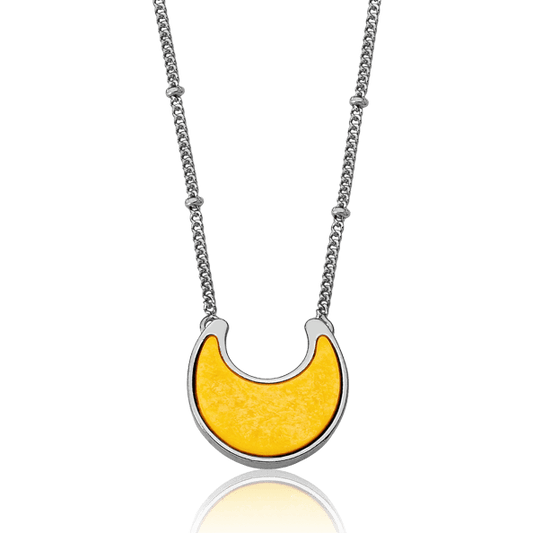 Colar Lua - Amarelo — Ródio Negro | Aimer Joias | semijoia feminina pedra natural