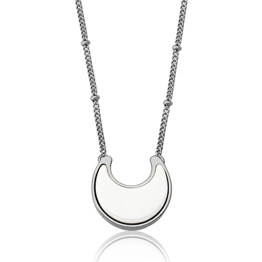 Colar Lua Porcelana Banhado a Ródio Negro