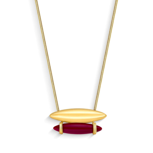 Use o Colar Origem com Resina Italiana Vinho e Banho de Ouro 18K para atrair força e inteligência emocional. AIMER JOIAS