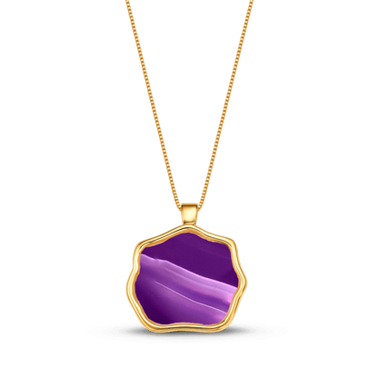Colar Ostara - Ágata Roxa Listrada Semijoias de luxo e design exclusivo