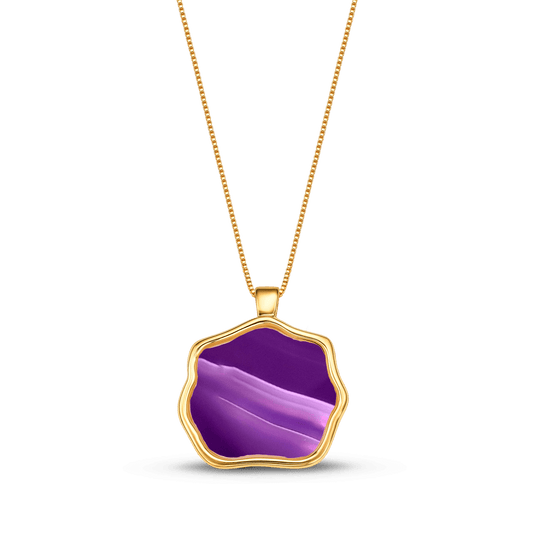 Colar Ostara - Ágata Roxa Listrada Semijoias de luxo e design exclusivo