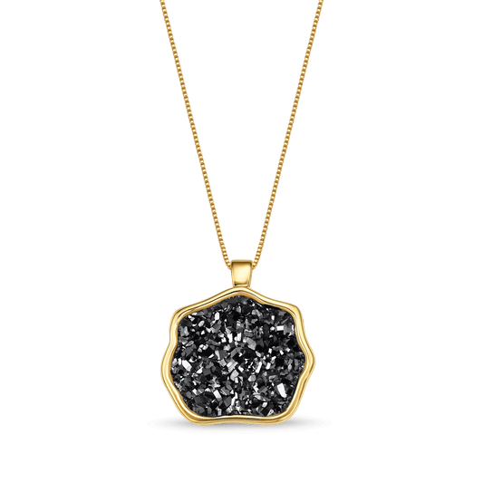 Colar Ostara - Drusa Negra Semijoias de luxo e design exclusivo