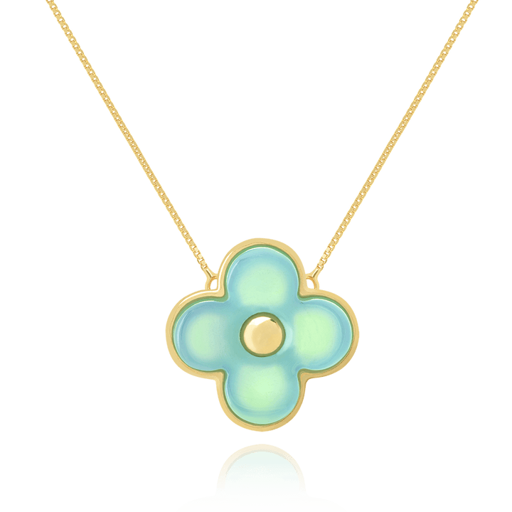 Colar Radiante - Ágata Azul Céu Semijoias de luxo e design exclusivo