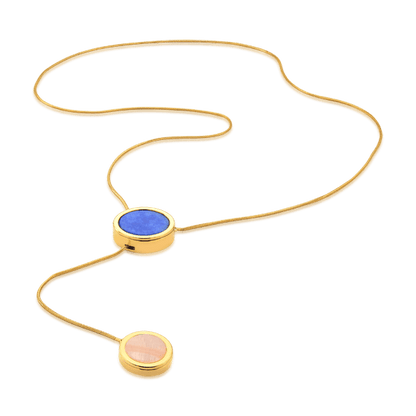 Colar Solene - Feldspato Azul Anil e Madrepérola Semijoias de luxo e design exclusivo