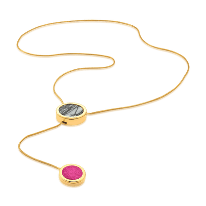 Colar Solene - Jaspe Net e Feldspato Rosa Pink Semijoias de luxo e design exclusivo