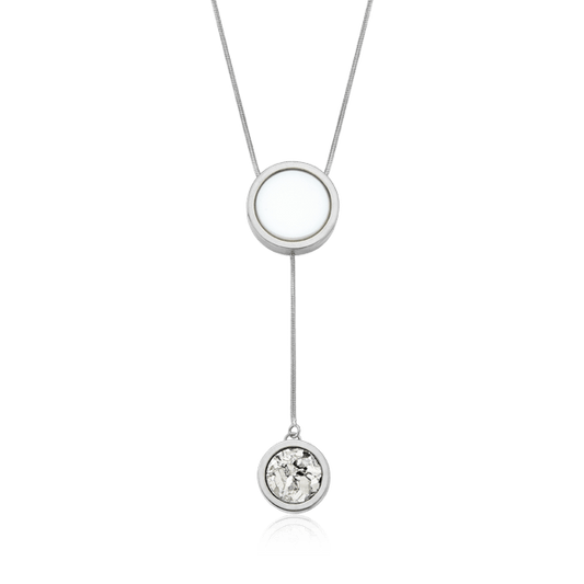 Colar Solene - Porcelana Branca e Drusa Platina Semijoias de luxo e design exclusivo