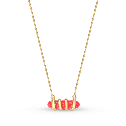 Colar Trama - Esmaltação Vermelha Semijoias de luxo e design exclusivo