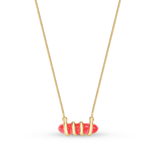 Colar Trama - Esmaltação Vermelha Semijoias de luxo e design exclusivo