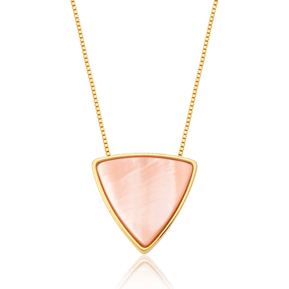 Colar Triângulo com Madrepérola em Banho de Ouro 18K - AIMER JOIAS