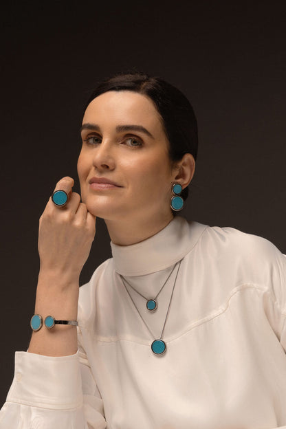Colar Único - Ágata Azul Céu Semijoias de luxo e design exclusivo