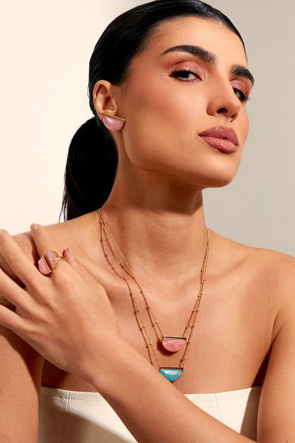 Colar Escudo - Ágata Azul Céu