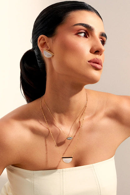 Colar Escudo - Ágata Branca