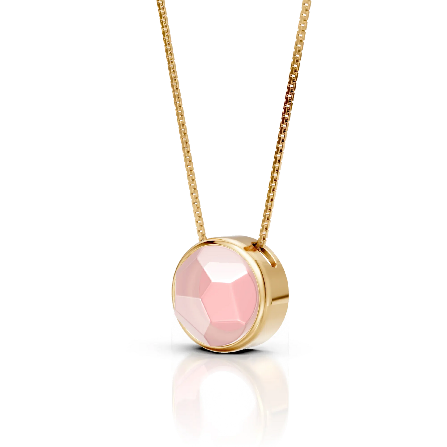 O Colar Classic com Quartzo Rosa em Banho de Ouro 18K é uma semijoia sofisticada. O tom delicado e suave do Quartzo Rosa, em lapidação multifacetada, é realçado pelo brilho luxuoso do ouro, criando uma peça de destaque com feminilidade e um acabamento premium.