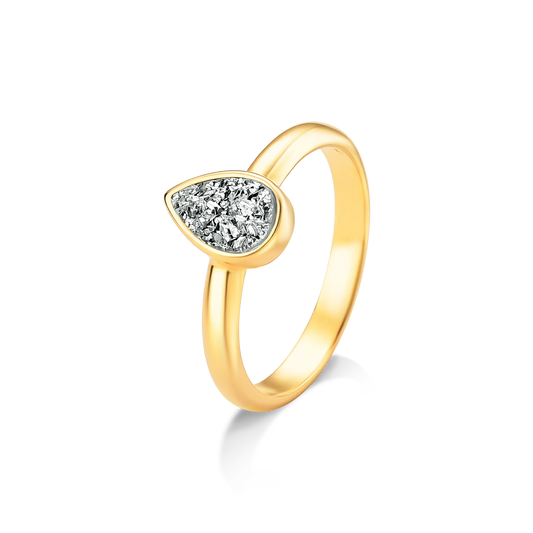 Anel Gota com Drusa Titânio em Banho de Ouro 18K