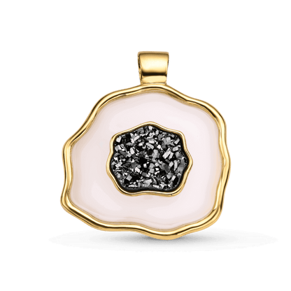 Pingente Ixchel - Ágata Branca e Drusa negra Semijoias de luxo e design exclusivo