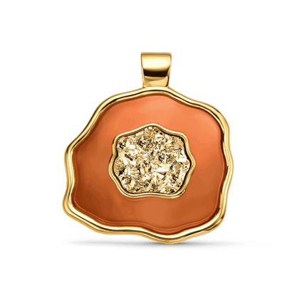 Pingente Ixchel - Ágata Vermelha e Drusa Ouro Semijoias de luxo e design exclusivo