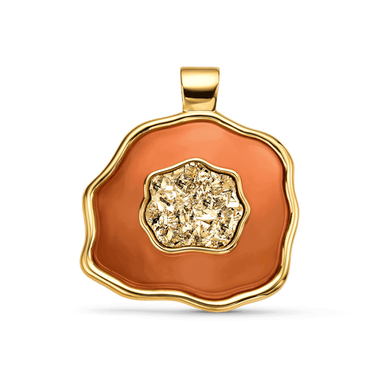 Pingente Ixchel - Ágata Vermelha e Drusa Ouro Semijoias de luxo e design exclusivo